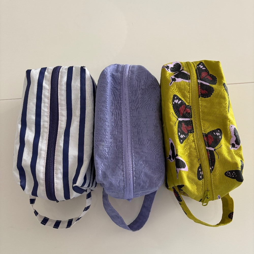 3 X BAGGU Dopp Kit ~ Iris ~ Marine ~ Butterfly